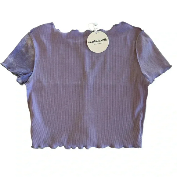 Colorful Natalie Y2K Patchwork Sequin Purple Crop Top Women’s Size Small NWT - Picture 4 of 7